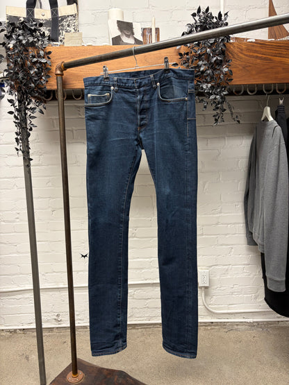 Dior Homme ‘Unaltered Inseam’ Raw Blue Skinny Jeans