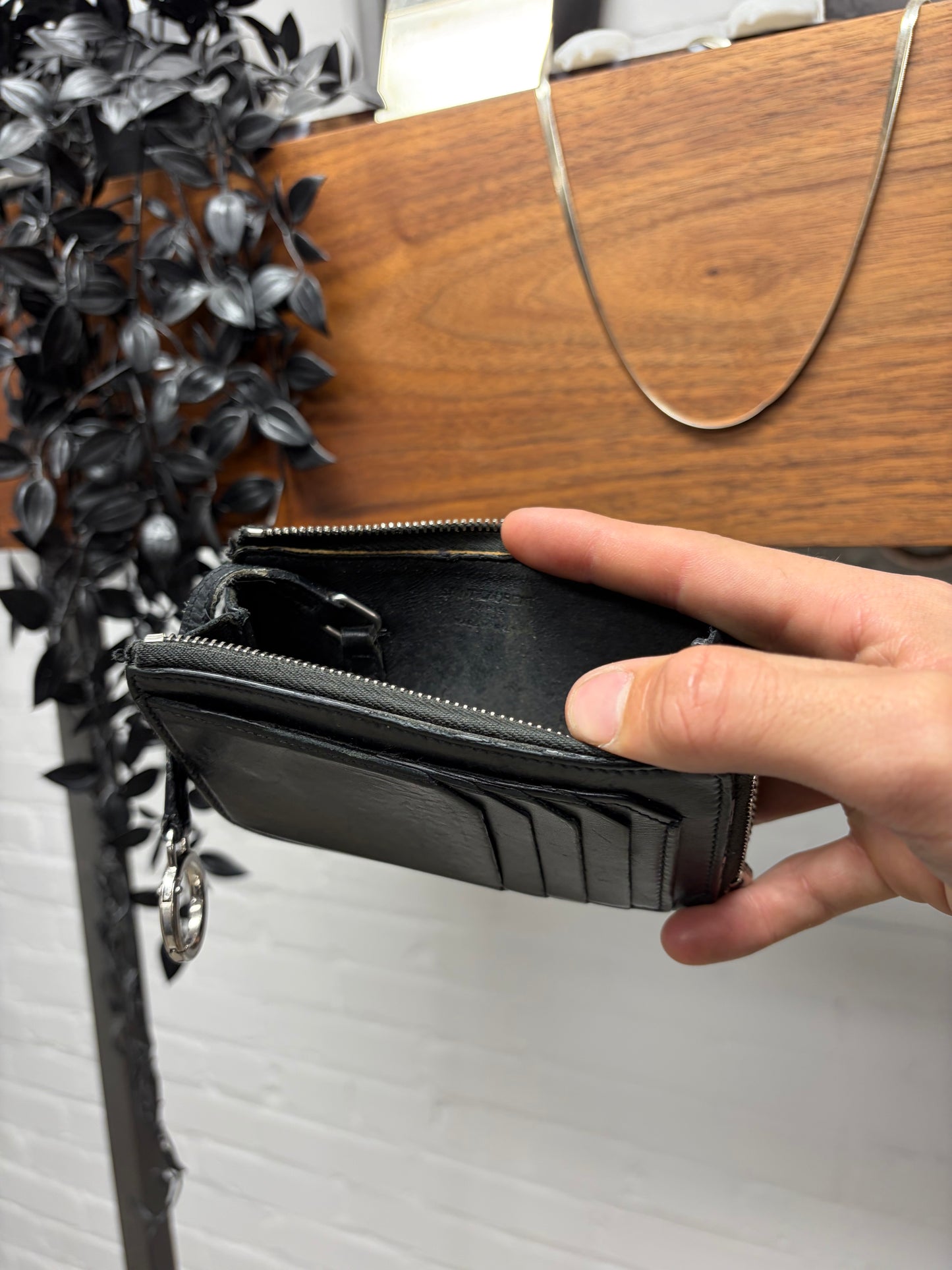 Saint Laurent Black Calfskin Leather ‘Keyhook’ Cardholder