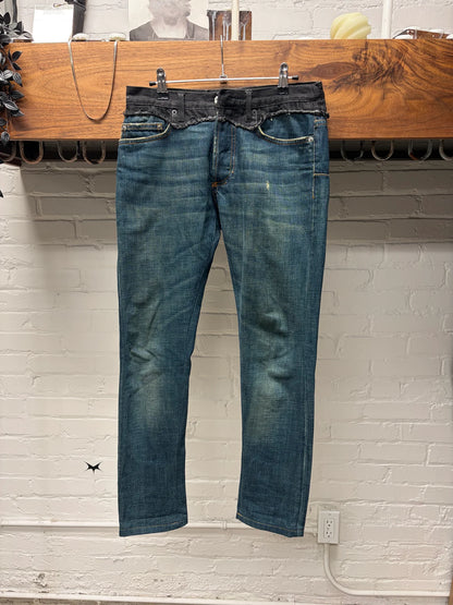 Dior Homme ‘Cummerbund’ Black/Blue Skinny Denim