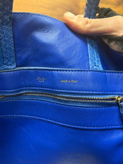 Celine Blue Python Leather Snakeskin Hide Tote Bag
