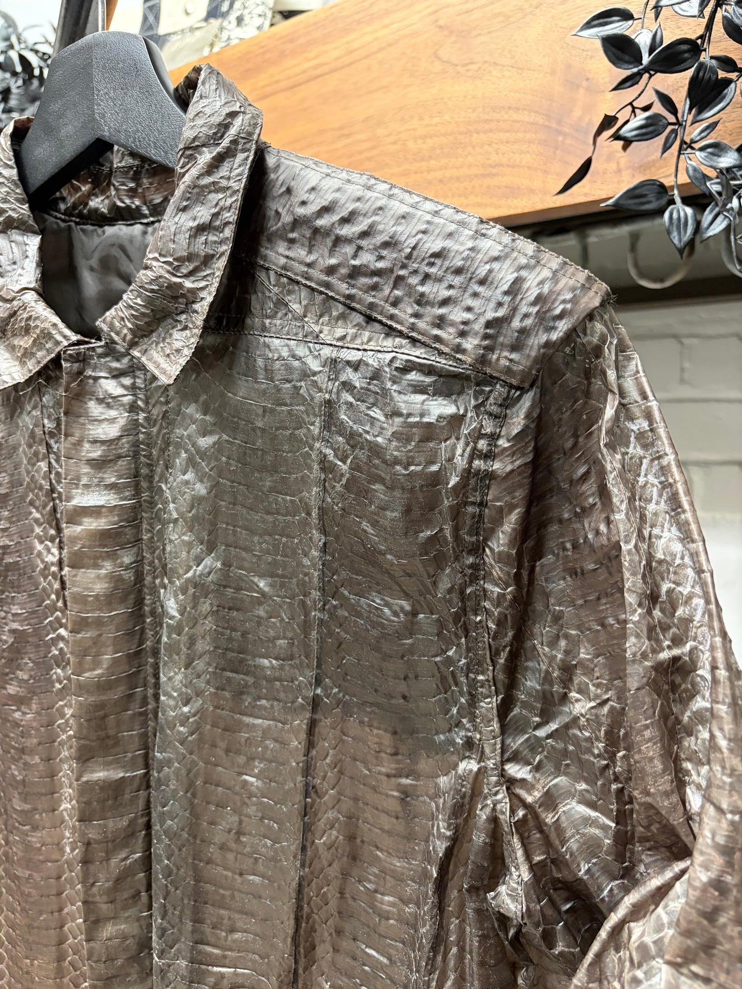 SS2016 Rick Owens Genuine Python Leather ‘Cyclops’ Collared Button Up Shirt