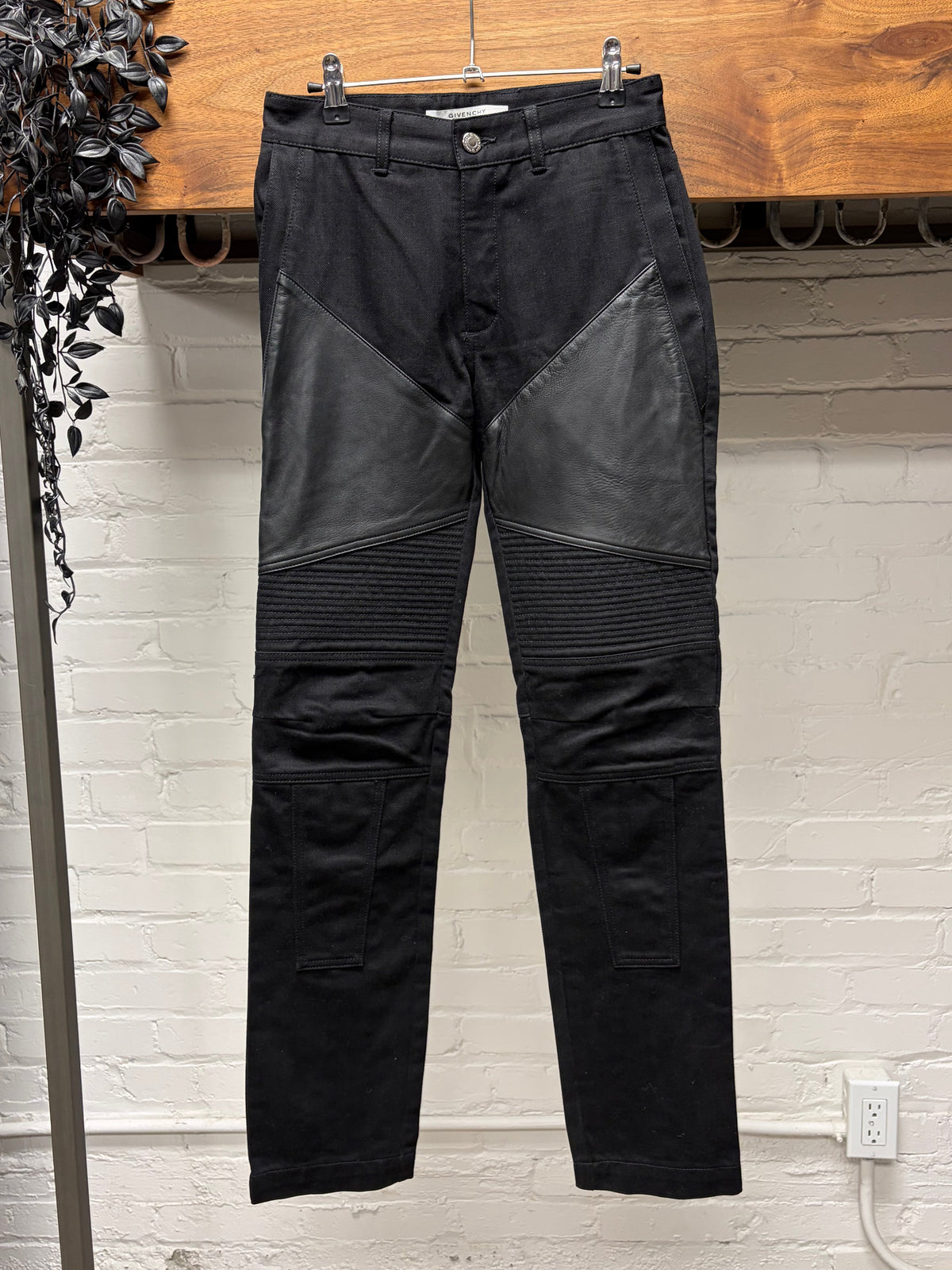 AW2015 Givenchy by Ricardo Tisci Black Lambskin Leather Skinny Biker Denim
