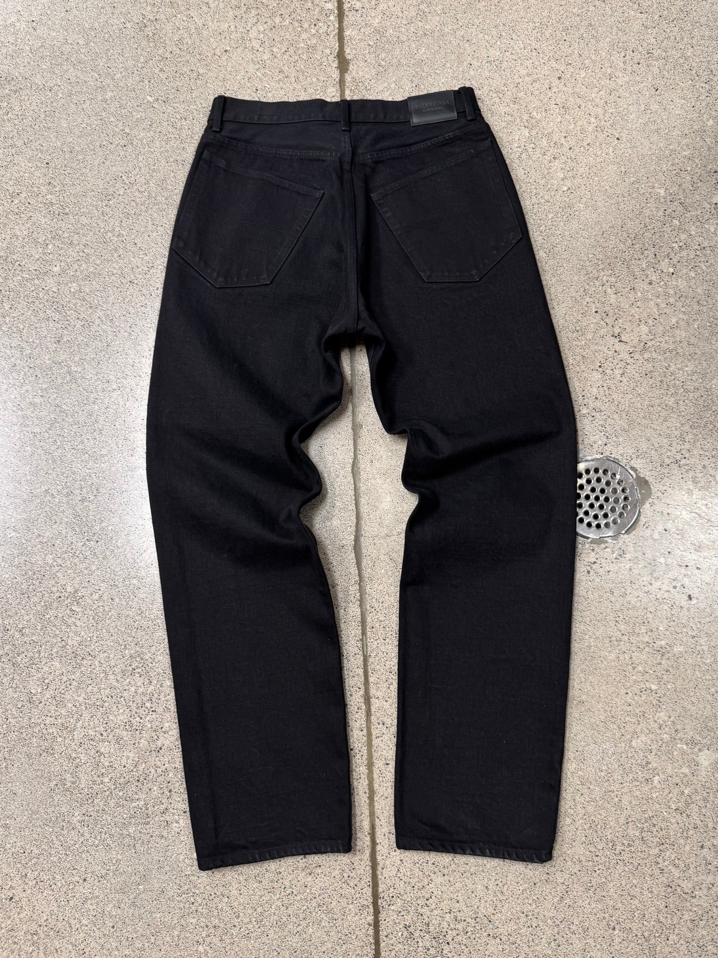 AW2022 Balenciaga Japanese Organic Black Baggy Denim