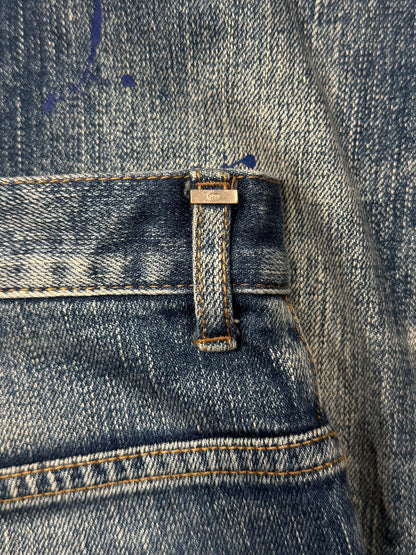 Dior Homme ‘Paint Splatter’ Blue Washed Skinny Denim