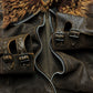 LGB Pebbled Lambskin Leather Fur Trim ‘Flight’ Jacket