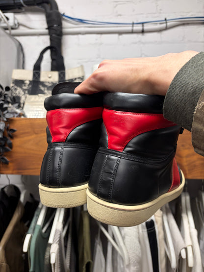 Saint Laurent ‘SL/10H’ Black/Red Leather Court High Top Sneakers