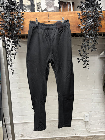 AW2016 Julius Glossy Black Nylon/Cotton Blend Drop Crotch Pants