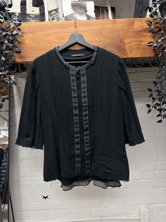 Yohji Yamamoto Baseball Sleeve ‘Hook & Eye Closure’ Linen Shirt