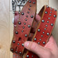 Tornado Mart Studded Silver Buckle Red Leather Belt