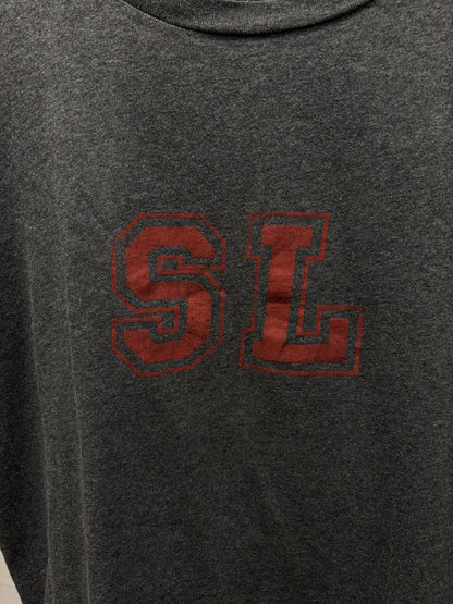 2017 Saint Laurent ‘SL’ Varsity Logo Grey/Red Graphic T-Shirt