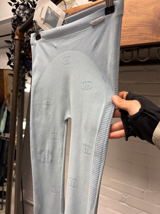 SS2021 Chanel Light Blue Monogram Tights