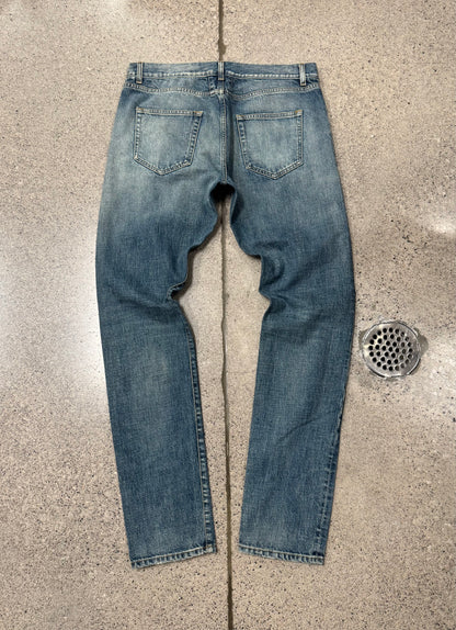 2015 Saint Laurent by Hedi Slimane ‘D02’ Distressed Blue Skinny Denim