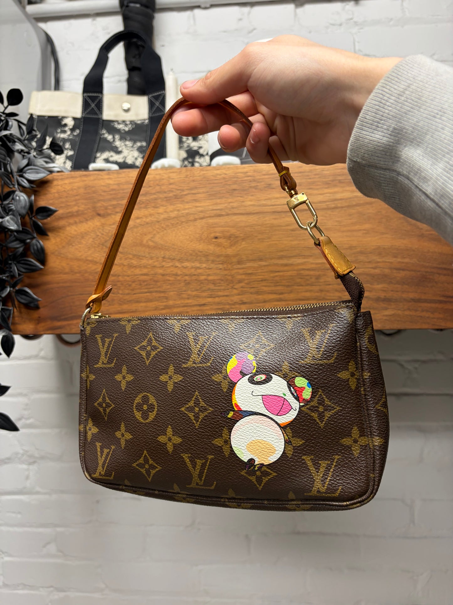 SS2003 Louis Vuitton x Takashi Murakami ‘Panda’ Monogram  ‘Pochette’ Mini Shoulder Bag