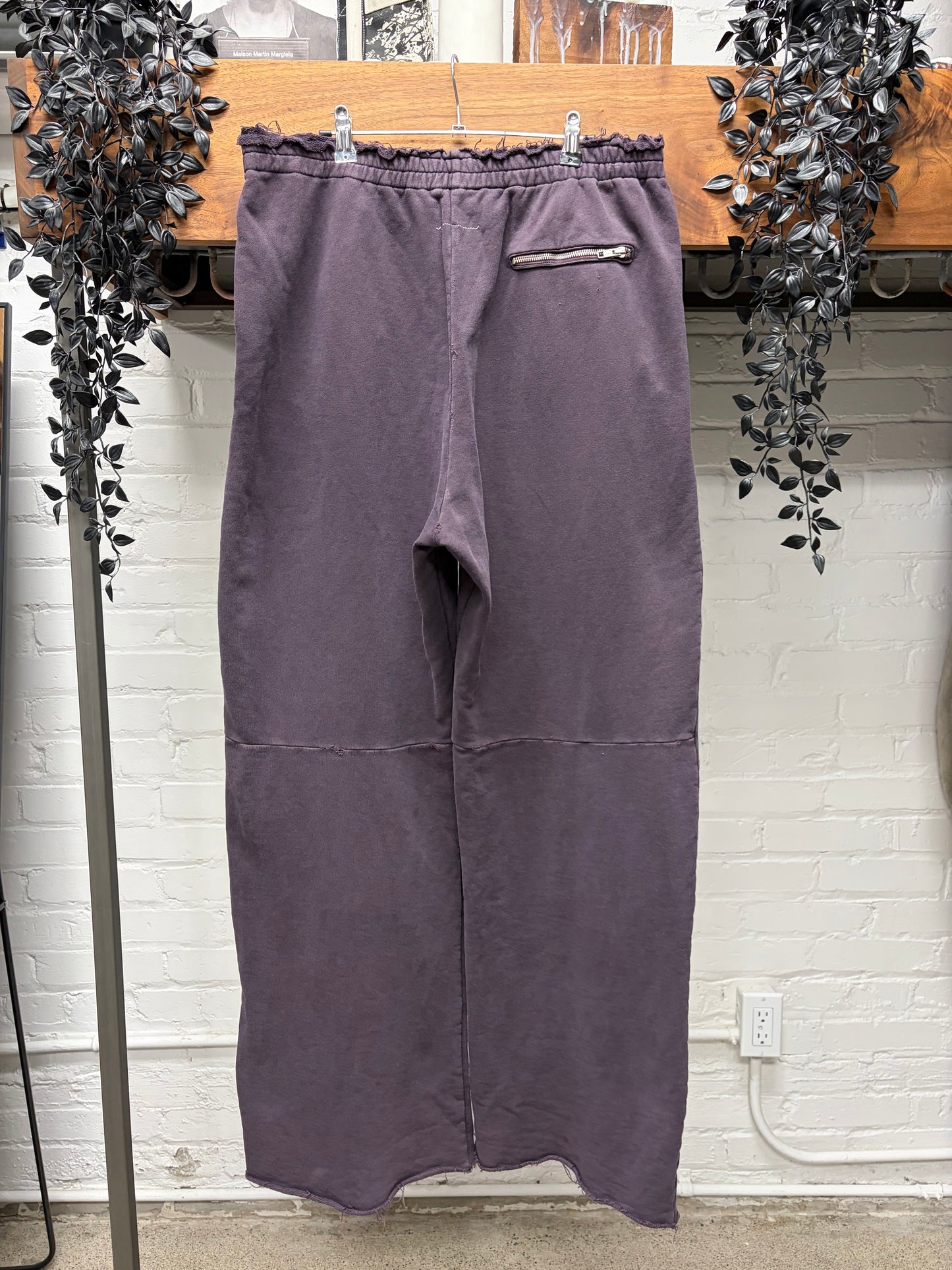 2024 Maison Margiela Distress/Repaired Dark Purple Wide Leg Sweatpants