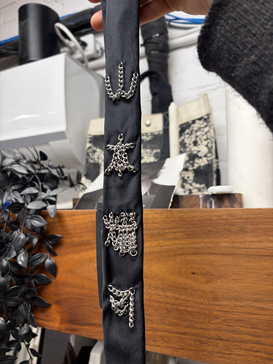 AW2016 Yohji Yamamoto Pour Homme ‘Chain Mail’ Black Silk Necktie