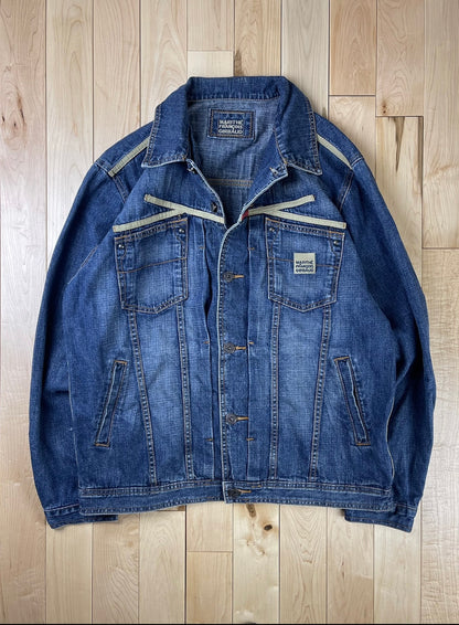 Marithe Francois Girbaud Darted Blue Denim Trucker Jacket