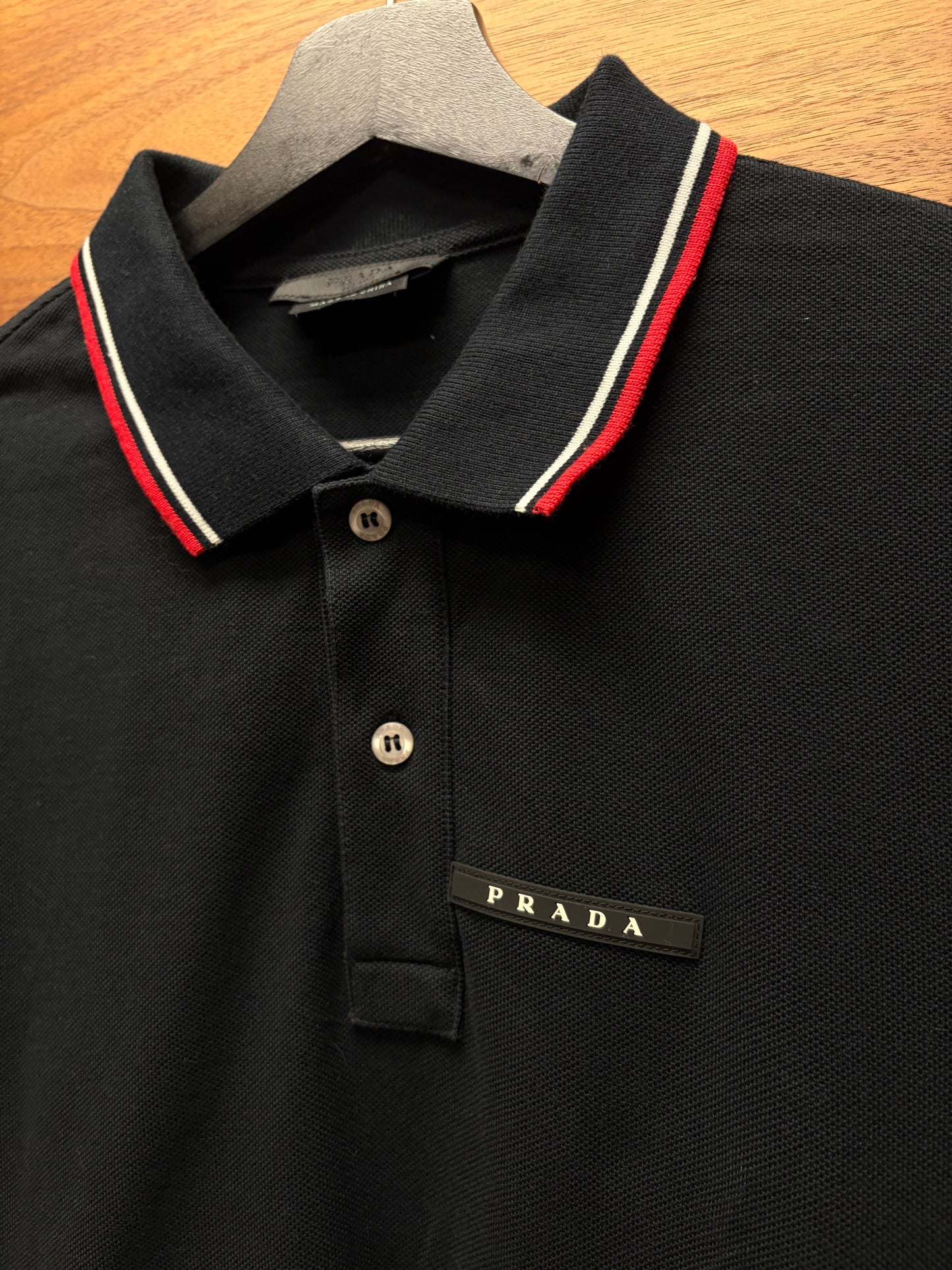 Prada Black/Red ‘Sport Logo’ Cotton Polo