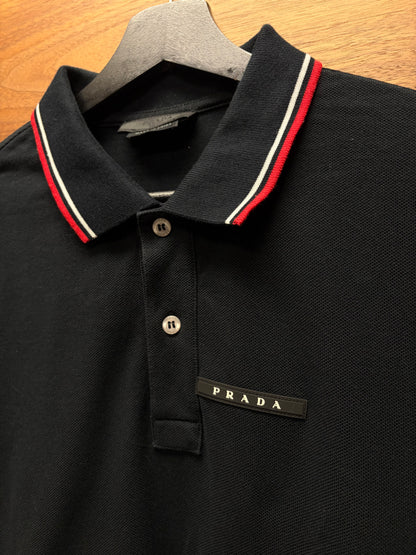 Prada Black/Red ‘Sport Logo’ Cotton Polo