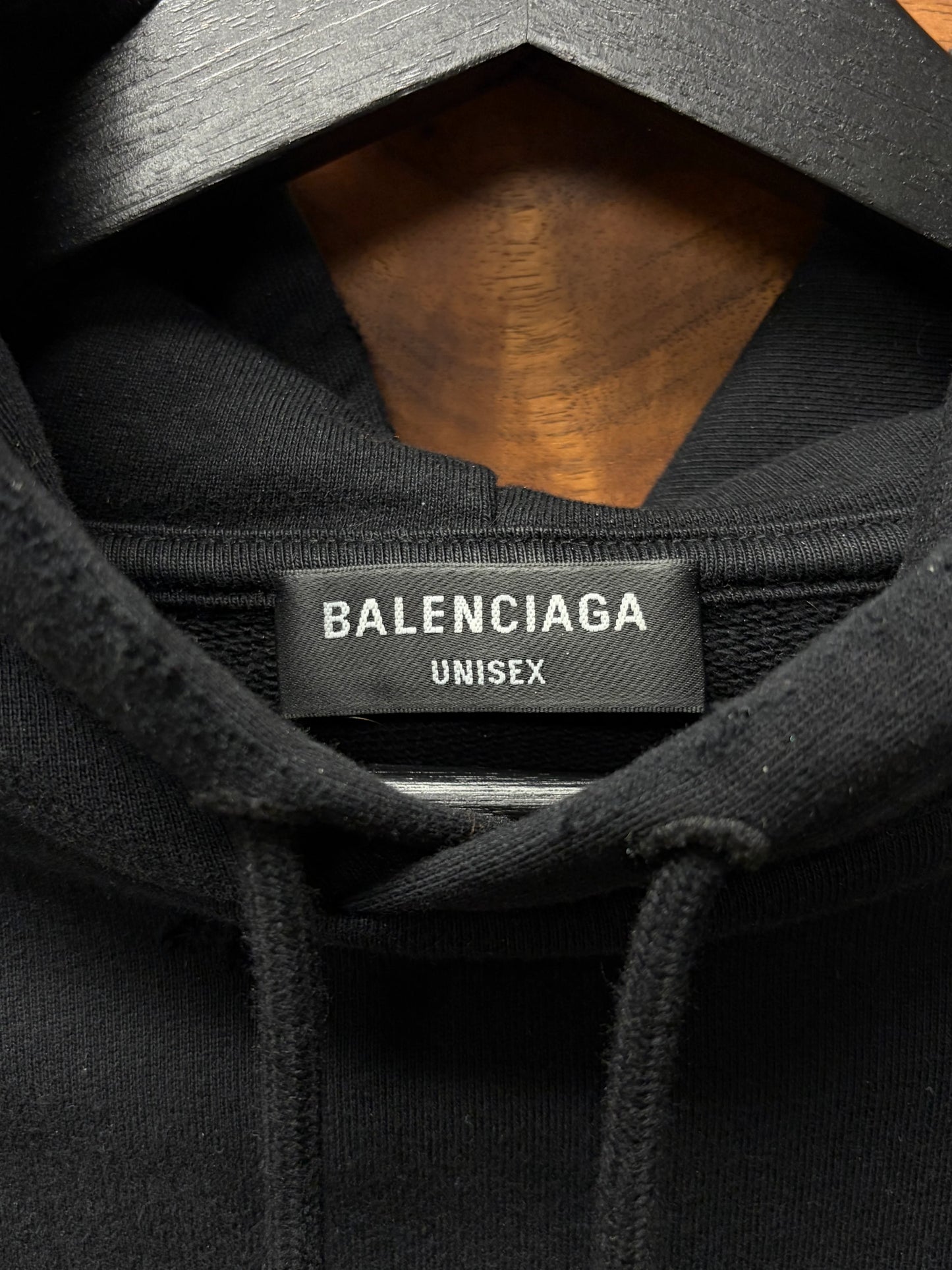 2021 Balenciaga Distressed Cotton ‘Paris’ Black/Orange Logo Hoodie