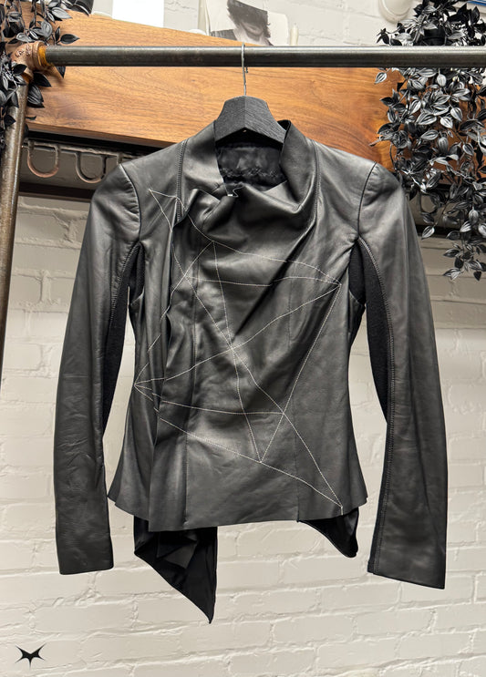 Rick Owens DRKSHDW Contrast Stitch Thin Lambskin Leather Jacket