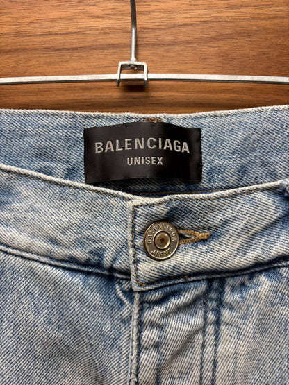 SS2024 Balenciaga ‘Size Sticker’ Dirty Blue Baggy Denim