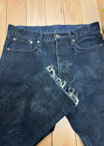 Helmut Lang ‘Raw Hem’ Bootcut Indigo Blue Denim.