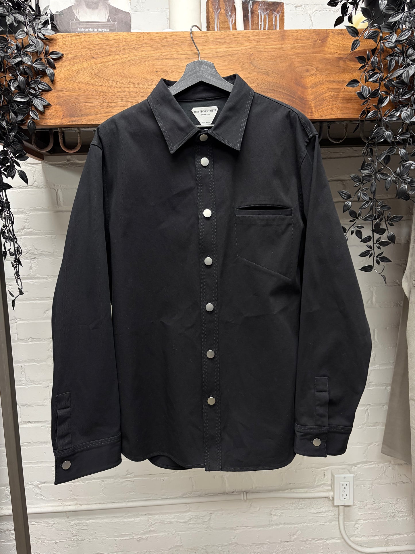 SS2020 Bottega Veneta Twill ‘Single Welt Pocket’ Oversized Black Work-Shirt