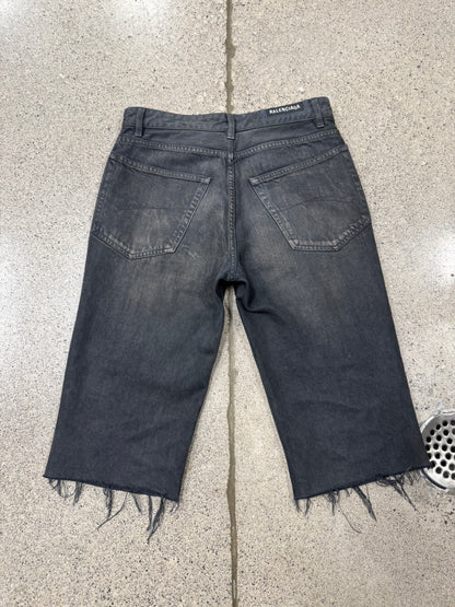 SS2023 Balenciaga ‘Mudshow’ Over-Knee Length Cutoff Denim Shorts