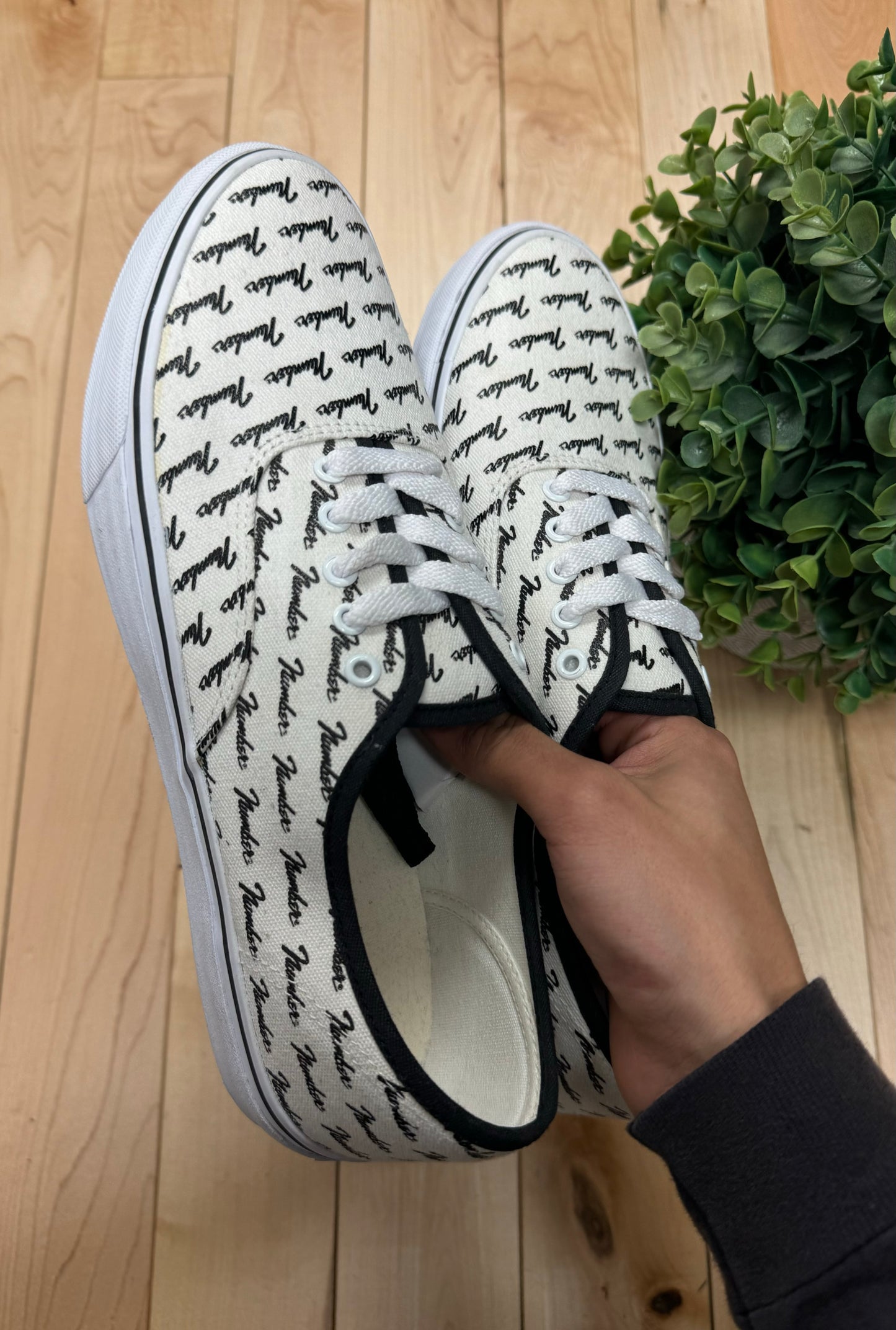 Number (N)ine Fender Logo ‘Era’ White Low Top Sneakers