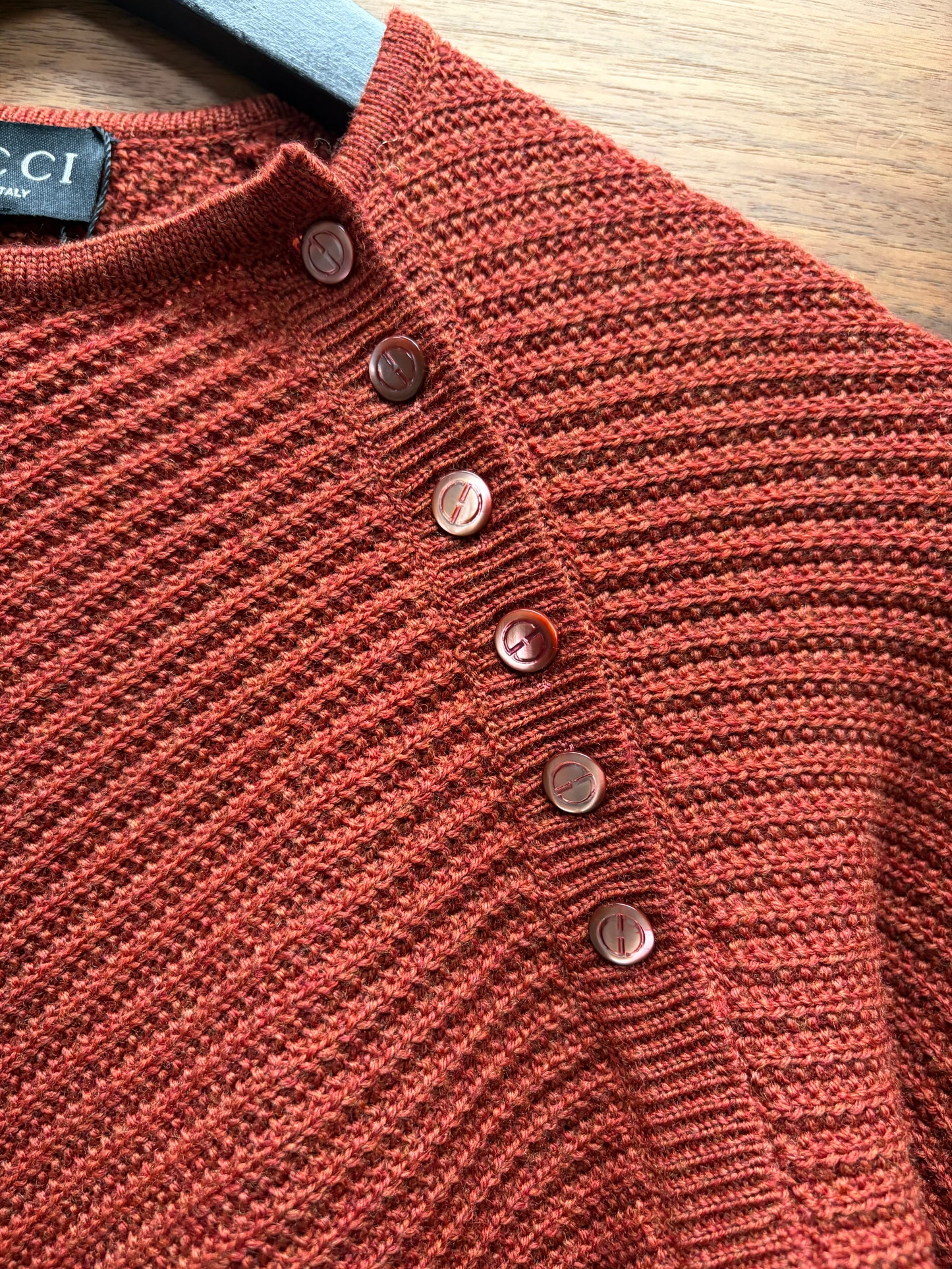 AW1995 Gucci by Tom Ford Asymmetric Henley Knit Sweater