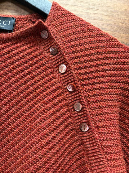 AW1995 Gucci by Tom Ford Asymmetric Henley Knit Sweater