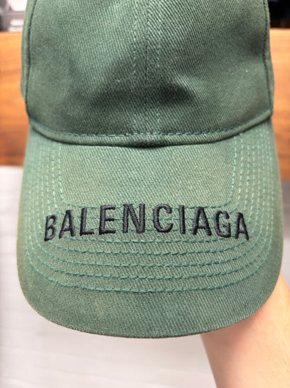Balenciaga Green Embroidered ‘Brim Logo’ Baseball Hat