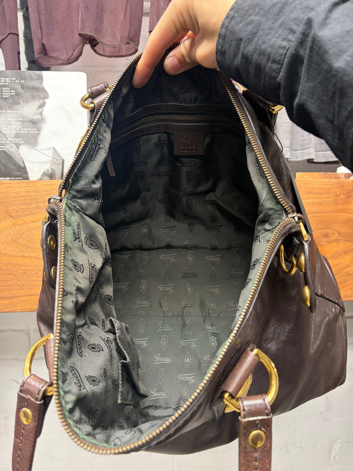 Gucci by Frida Giannini ‘Babouska’ Dark Brown Leather Handbag with Gold Hardware