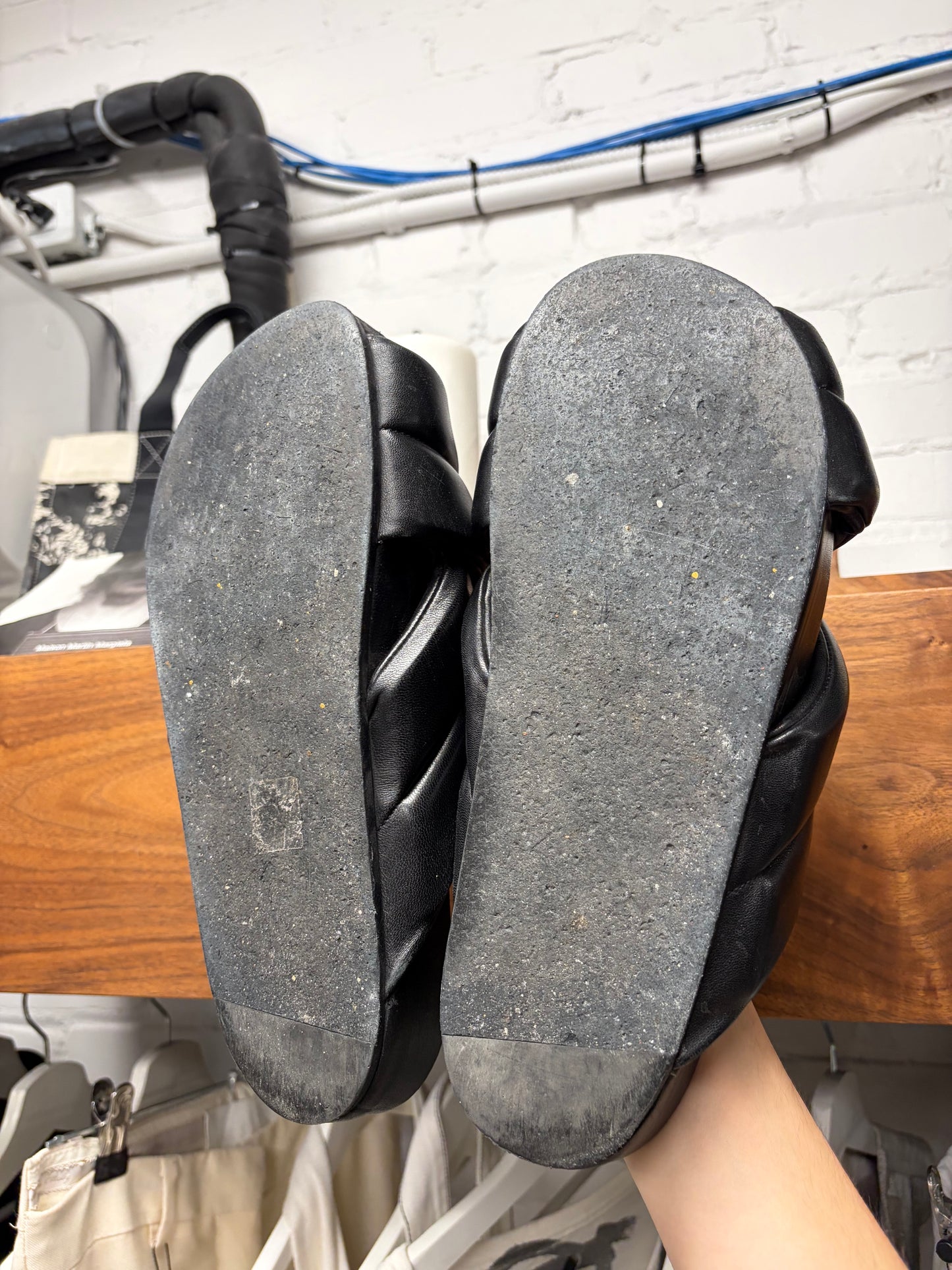 Jil Sander Crossover Strap Black Leather Sandals