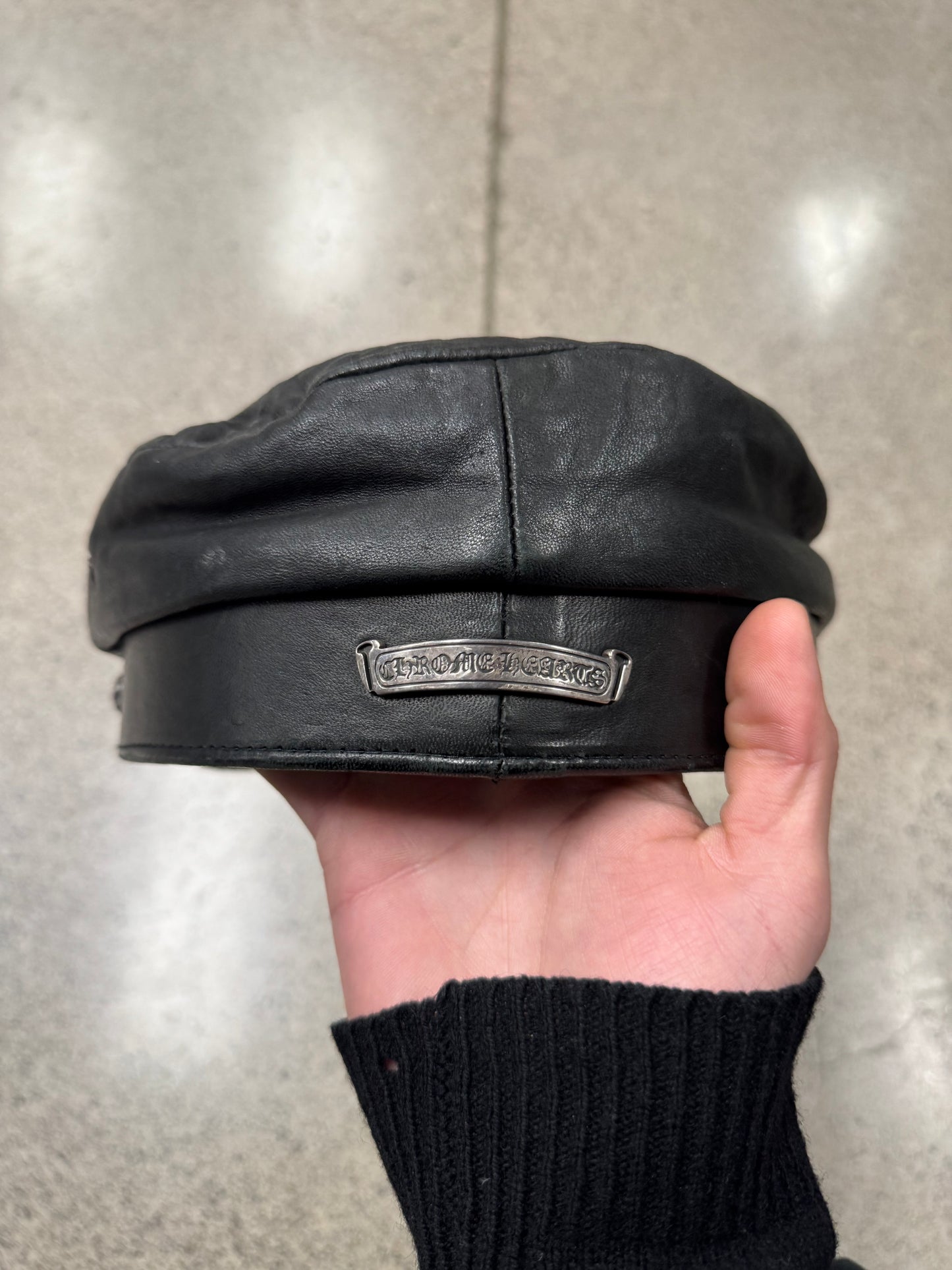 Chrome Hearts ‘Captain’ Fleur Cross Leather Hat