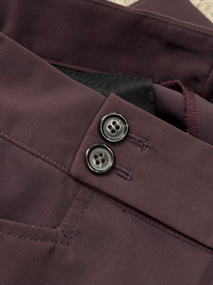Prada Oxblood Red Pleated Slim Cut Trousers
