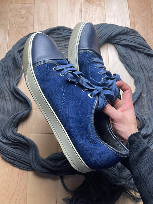 Lanvin Low Top Blue Suede Skate Sneakers