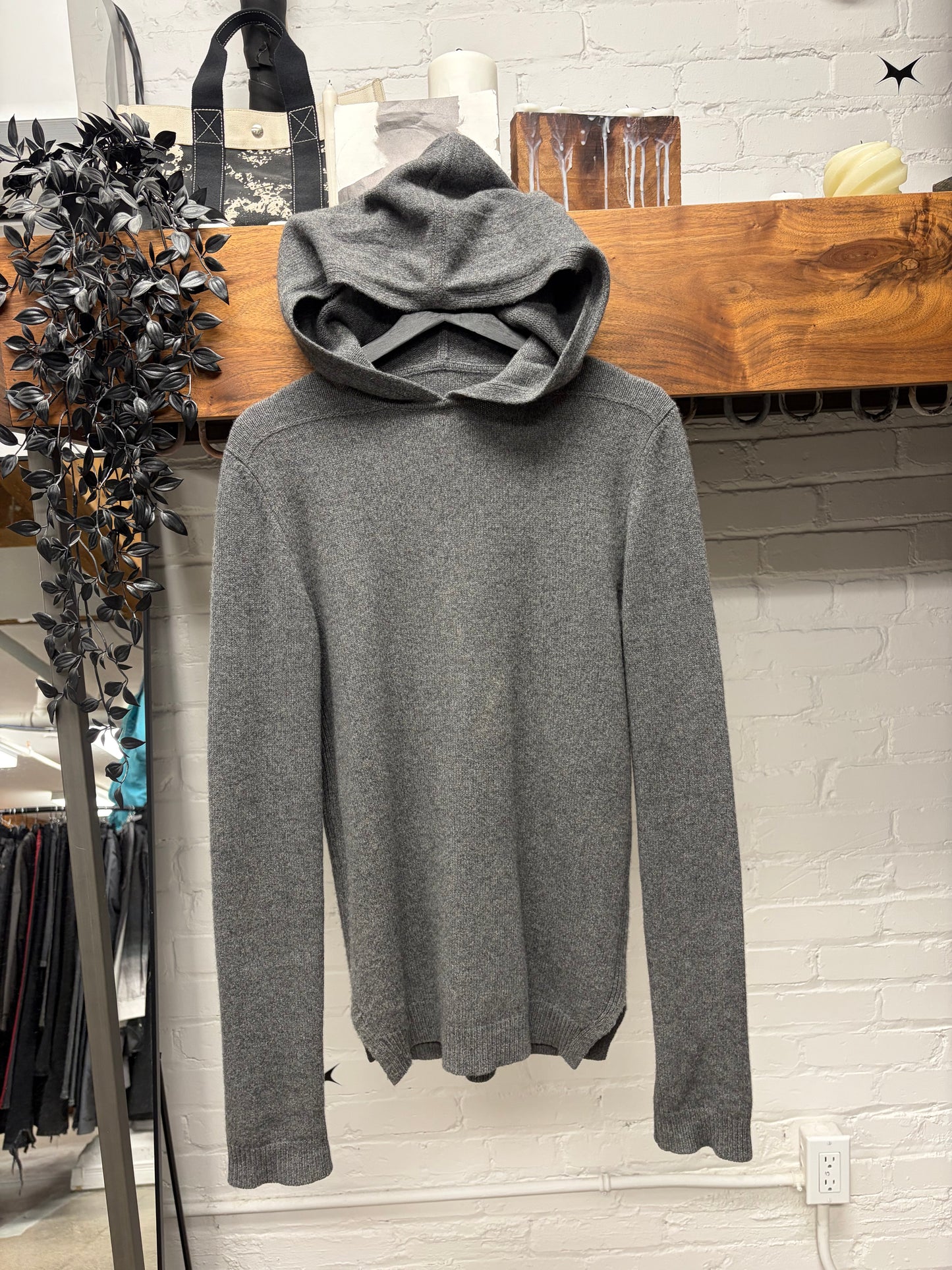 AW2020 Rick Owens ‘Performa’ Grey Cashmere Pullover Hoodie