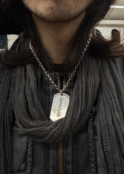 Chrome Hearts ‘Bitch’ Rolling Stones 925 Silver Dogtag Pendant