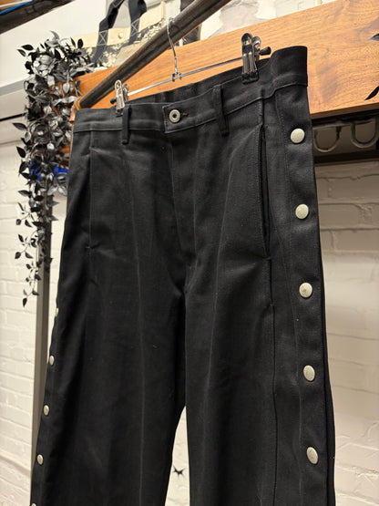 Rick Owens 16oz Japanese Denim ‘Pusher’ Button Snap Black Selvedge Bootcut Jeans