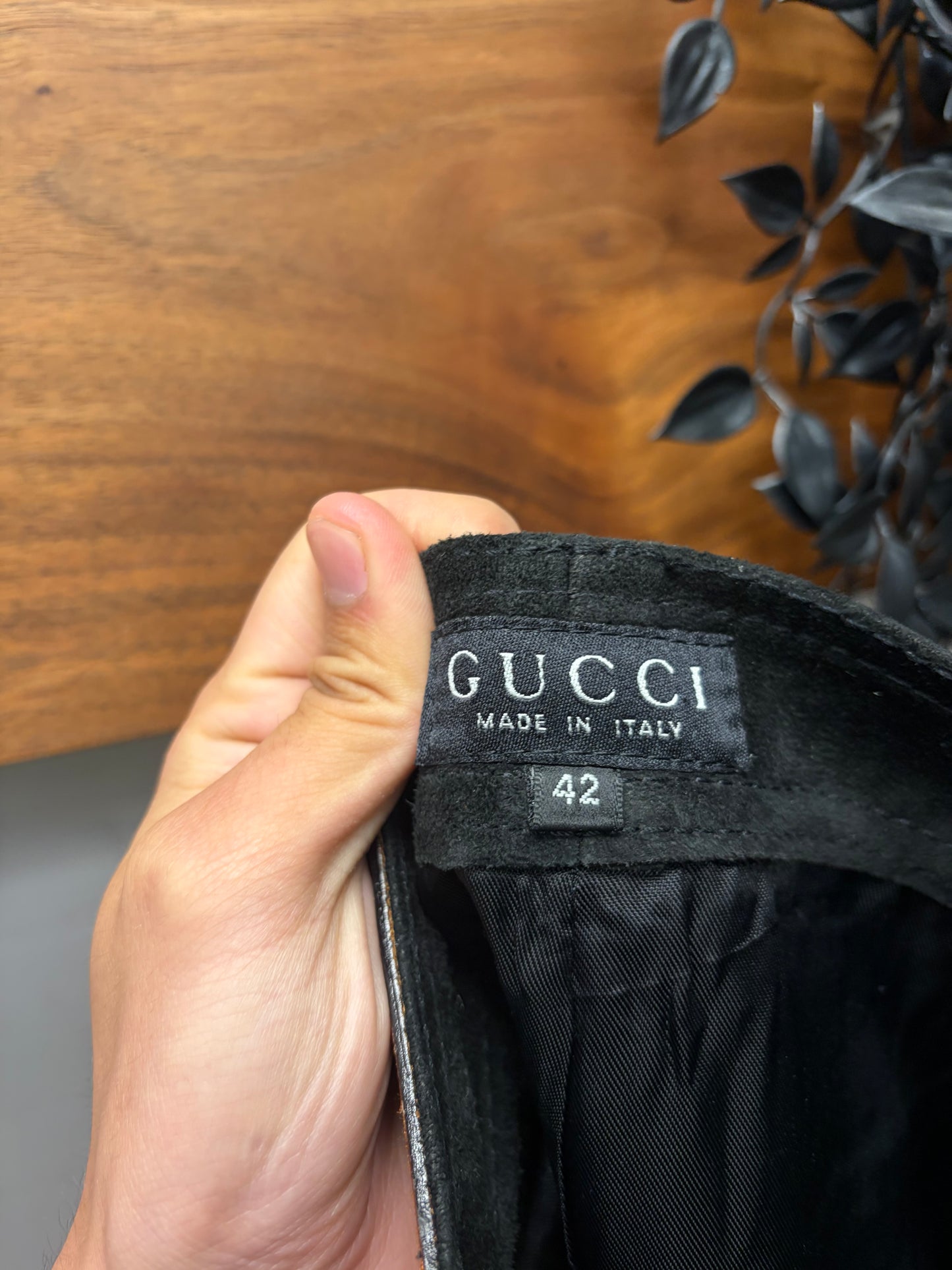 AW1995 Gucci by Tom Ford Black Suede Slim Cut Leather Pants