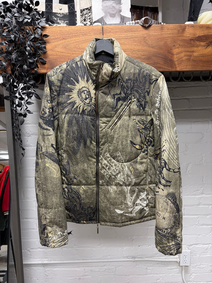 2000s Roberto Cavalli ‘Tapestry’ Green Down Filled Jacket