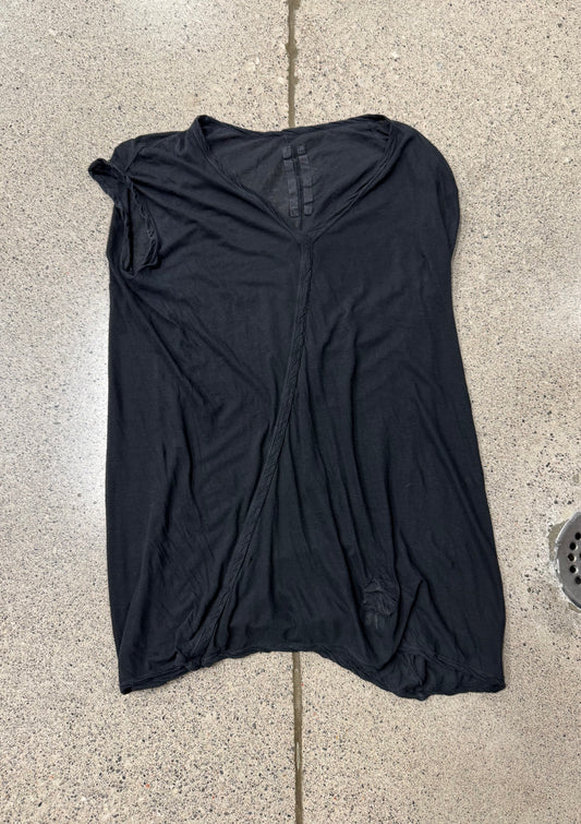 Rick Owens DRKSHDW ‘Baseball Collar’ Black Sleeveless Top