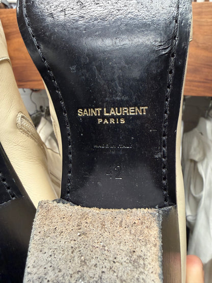 Saint Laurent ‘Vassili’ Pointed Toe White Leather Boots