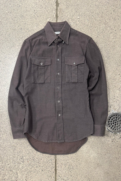 2000s Saint Laurent ‘Jeans’ Blue Label Heavy Wool Button Down Shirt