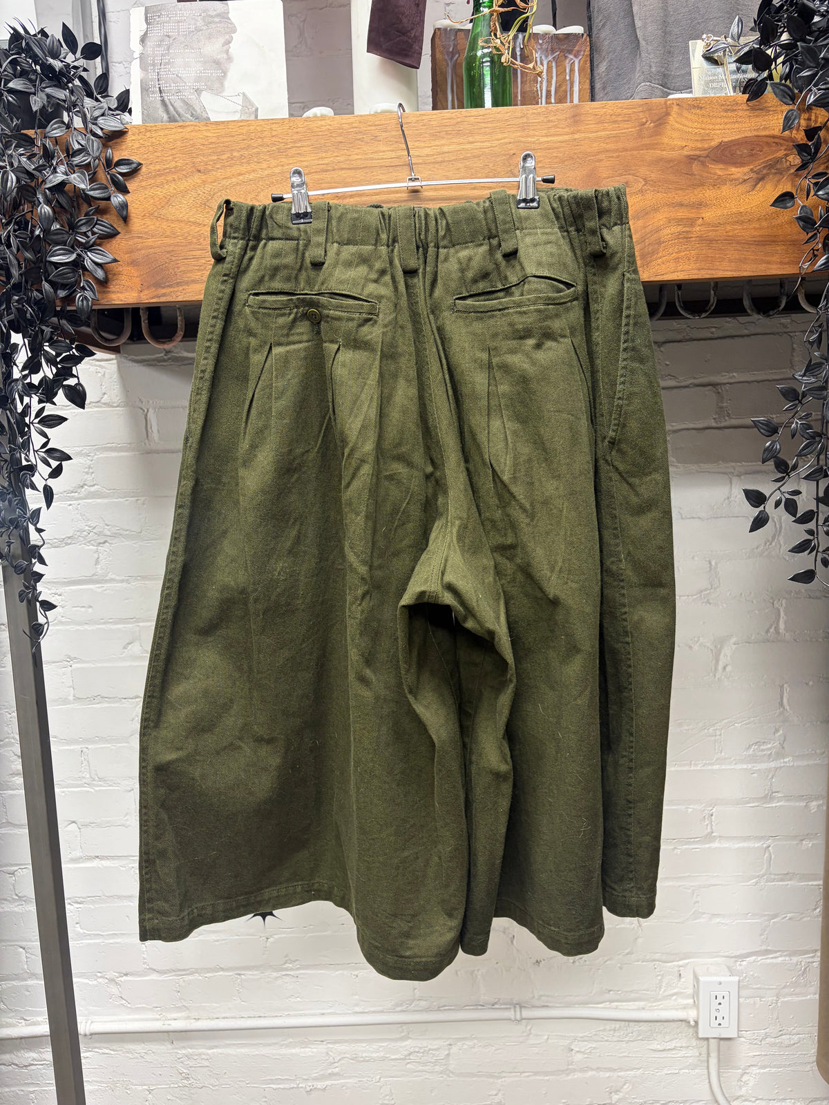 Yohji Yamamoto 'S'yte' Green Wool Patchwork Wide Leg Drawstring
Cropped Pants