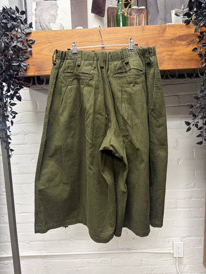 Yohji Yamamoto 'S'yte' Green Wool Patchwork Wide Leg Drawstring
Cropped Pants