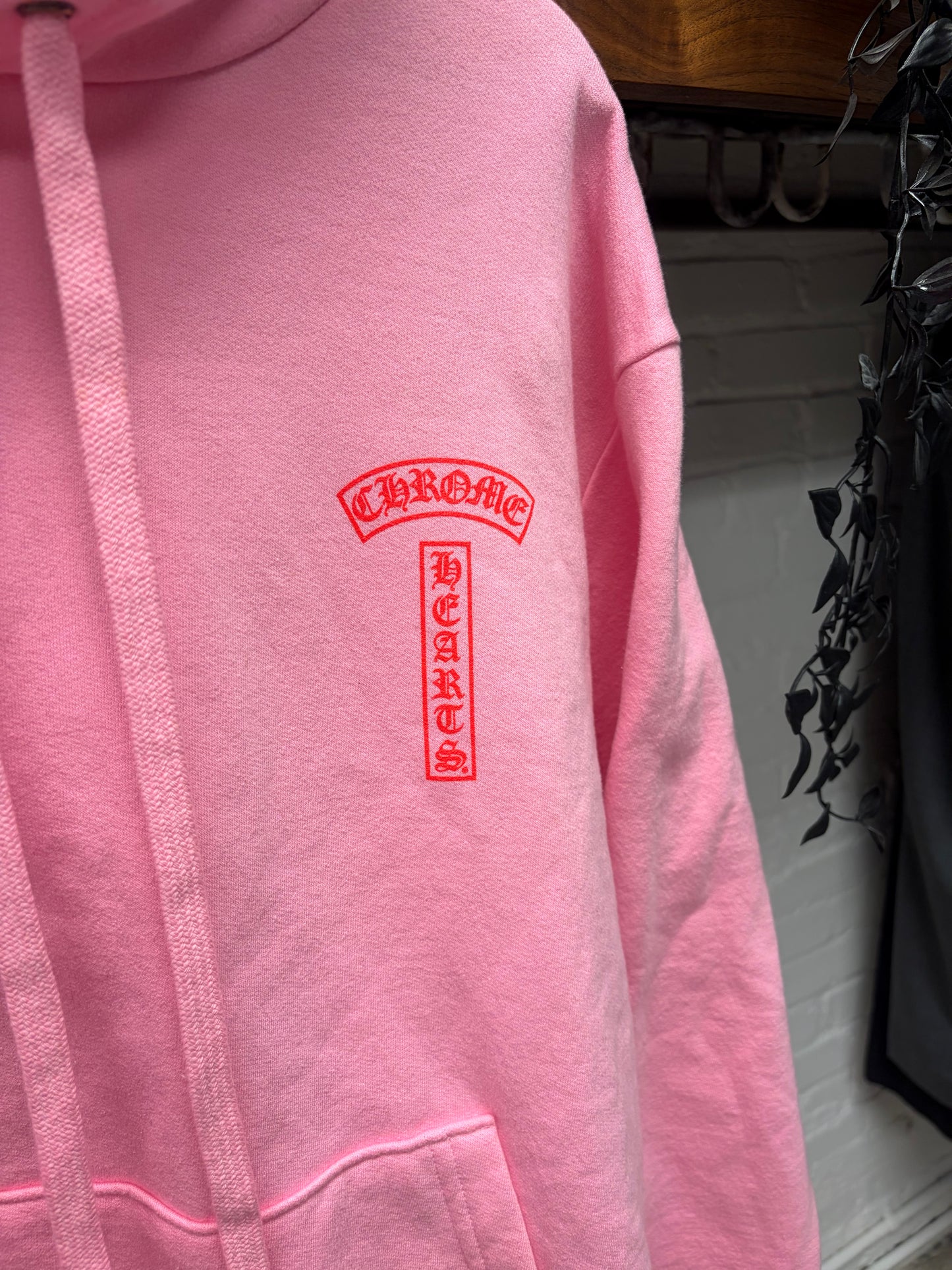 Chrome Hearts Pink ‘T-Bar Logo’ Pullover Hoodie