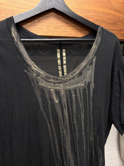 SS2007 Rick Owens ‘Drake’ Bleached Vomit Distressed Black T-Shirt