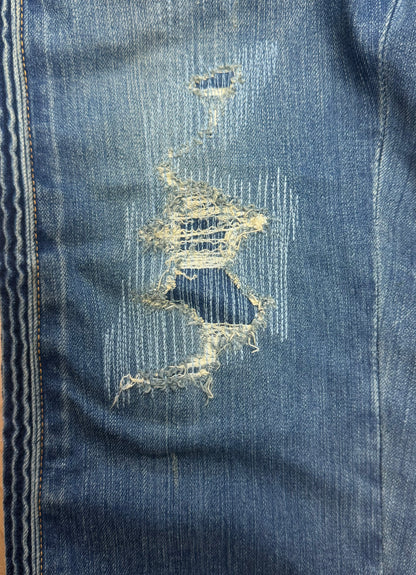 Balmain Slim/Skinny Distressed Blue Denim